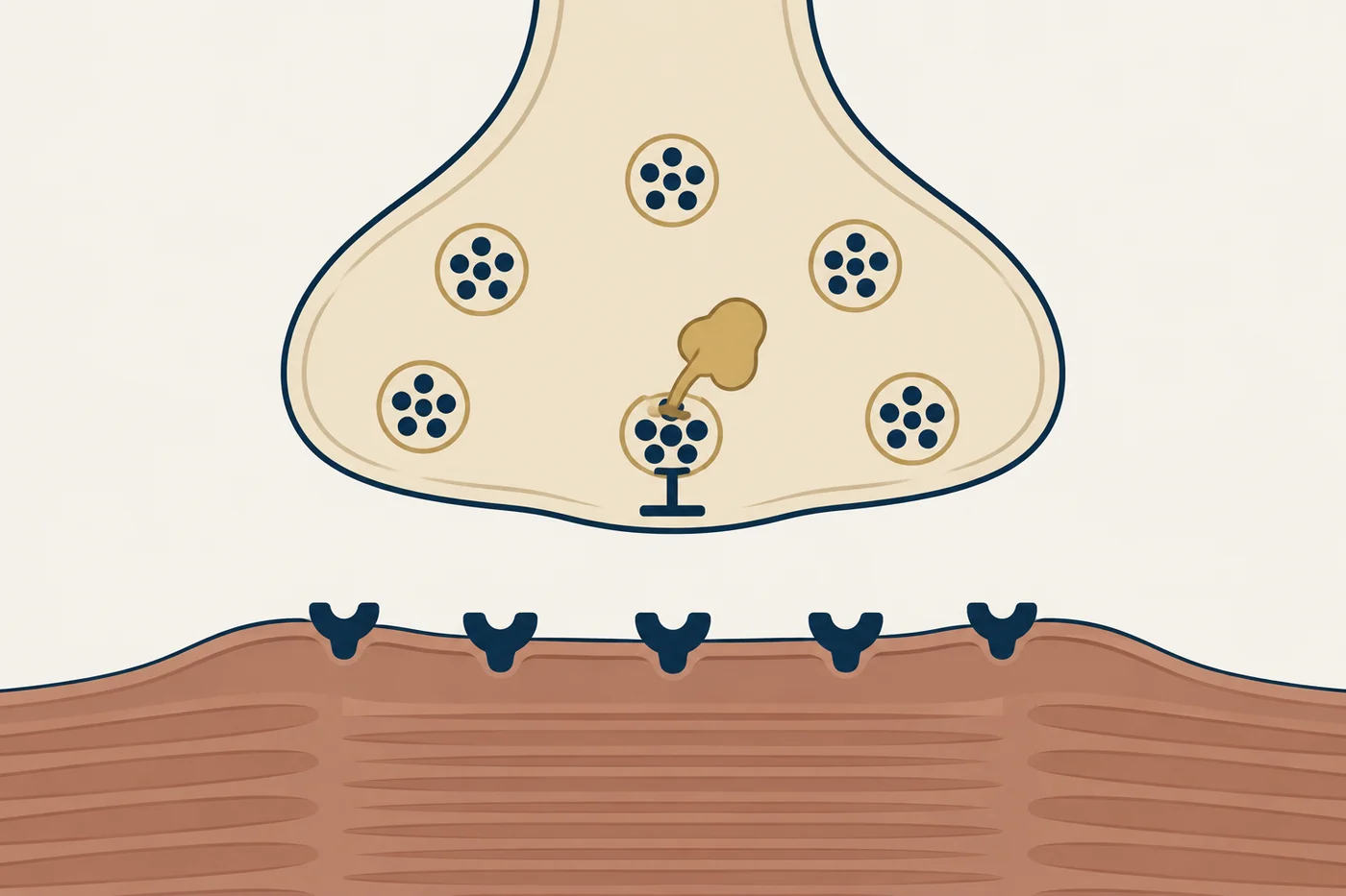 A diagram of a neuromuscular junction showing how botulinum toxin type A blocks acetylcholine release.